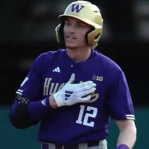 Washington Huskies #12 Casen Taggart Purple adidas Button-Up Baseball Game Team Jersey