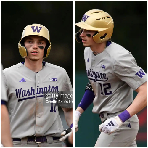 Washington Huskies #12 Casen Taggart Grey adidas Button-Up Baseball Game Team Jersey