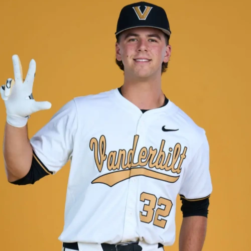 Vanderbilt Commodores #32 Riley Nelson Nike 2025 White Gold College Game Baseball Jersey