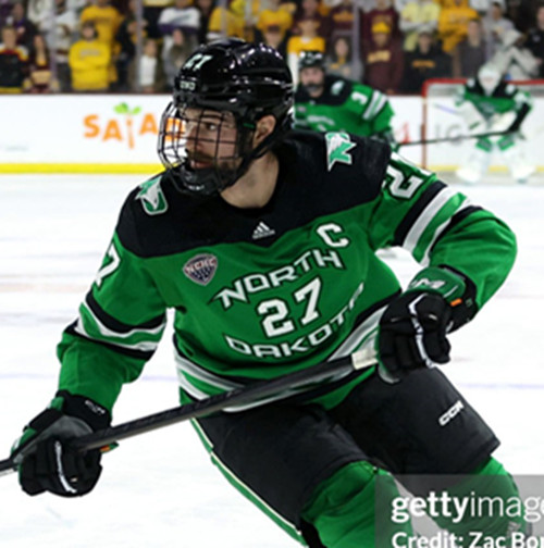 North Dakota Fighting Hawks #27 Louis Jamernik V Green College Hockey Game Jersey