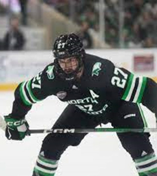 North Dakota Fighting Hawks #27 Louis Jamernik V Black College Hockey Game Jersey