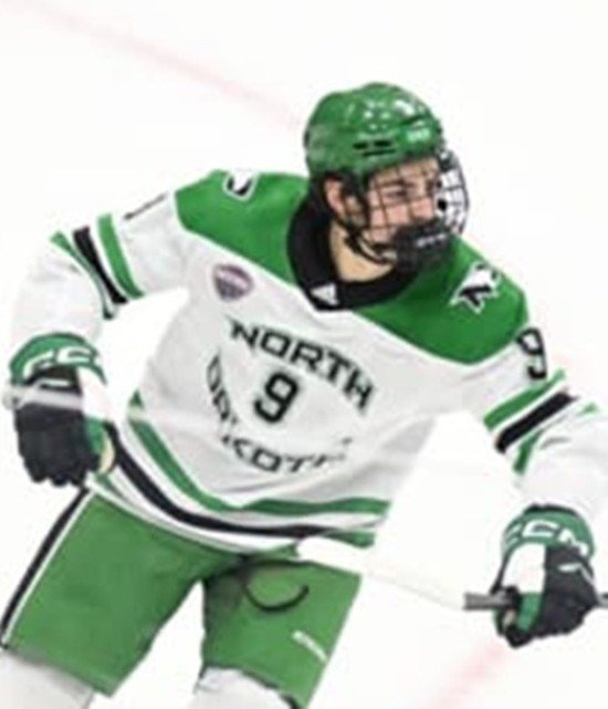 North Dakota Fighting Hawks #9 Sacha Boisvert White College Hockey Game Jersey