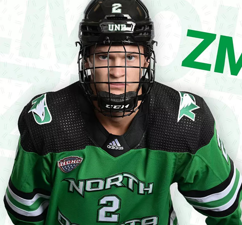 North Dakota Fighting Hawks #2 Bennett Zmolek Green College Hockey Game Jersey