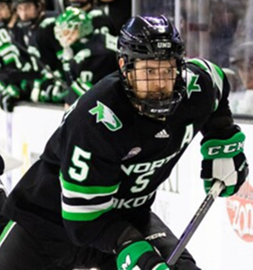 North Dakota Fighting Hawks #5 Dane Montgomery Black College Hockey Game Jersey