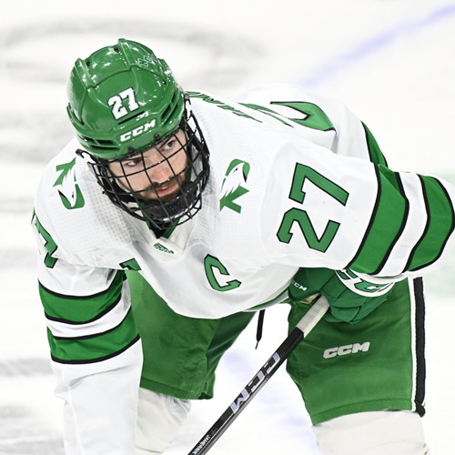 North Dakota Fighting Hawks #27 Louis Jamernik V White College Hockey Game Jersey