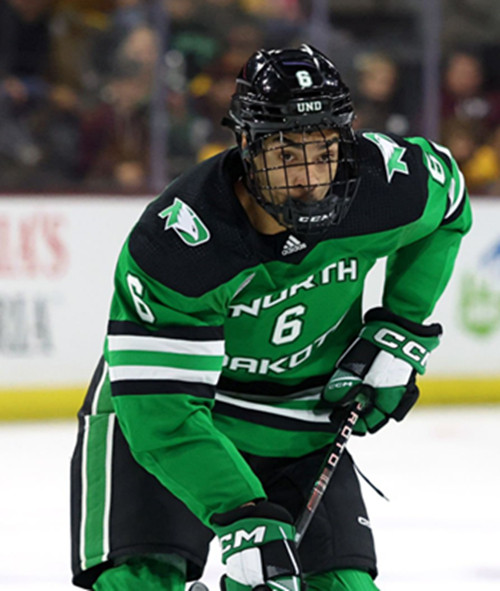 North Dakota Fighting Hawks #6 EJ Emery Green College Hockey Game Jersey