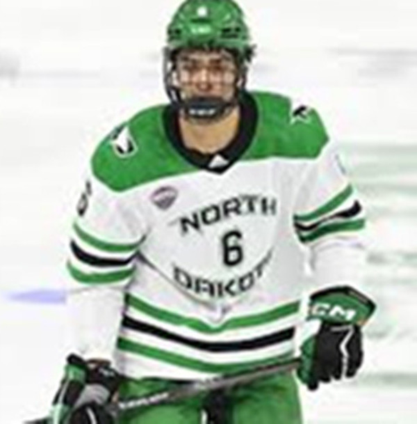 North Dakota Fighting Hawks #6 EJ Emery White College Hockey Game Jersey