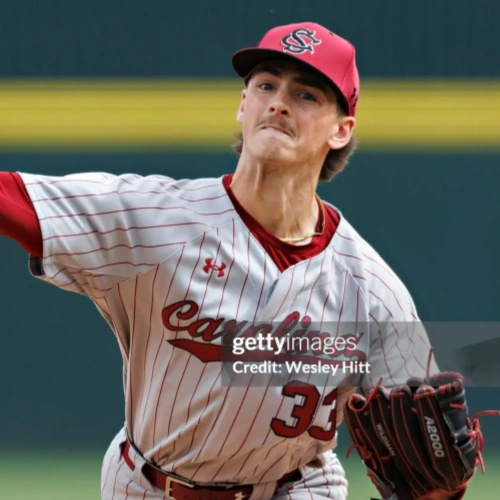 South Carolina Gamecocks #33 Tyler Pitzer  Away-Pinstripes Pinstripe Full Button Baseball Game Jersey