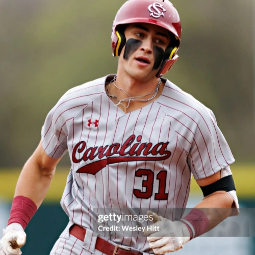 South Carolina Gamecocks #31 Nathan Hall  Away-Pinstripes Pinstripe Full Button Baseball Game Jersey