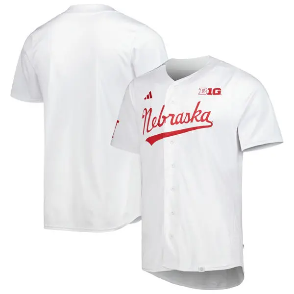 Nebraska Huskers Blank White Adidas College Baseball Game Team Jersey