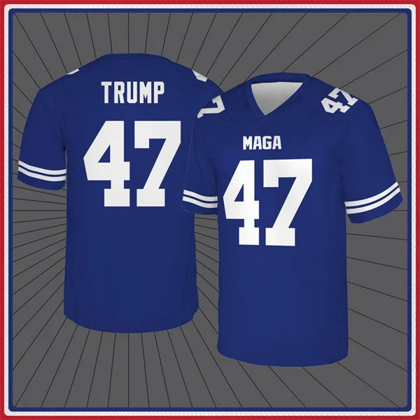 MAGA #47 Donald Trump Football Jersey Blue