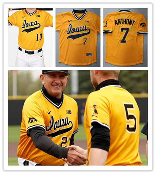 Iowa Hawkeyes Custom Nike Gold Pullover Baseball Game Jersey