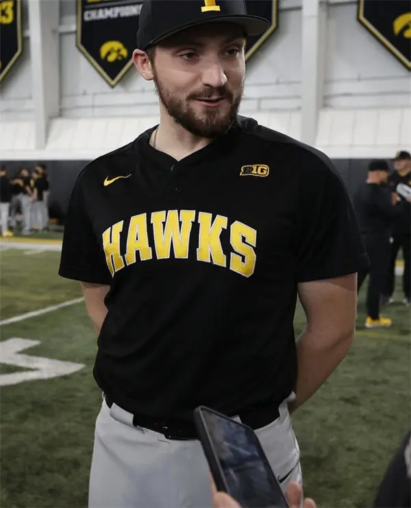 Iowa Hawkeyes Custom Nike Black HAWKS two-Button Pullover Baseball Game Jersey