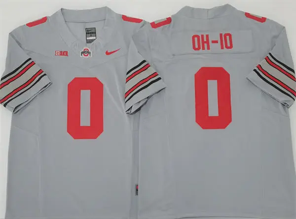 Mens Ohio State Buckeyes #0 OH-IO 2025 CFPFinal Gray Football Jersey