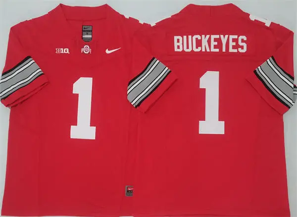 Mens Ohio State Buckeyes #1 Buckeyes 2025 CFPFinal Scarlet Throwback Football Jersey