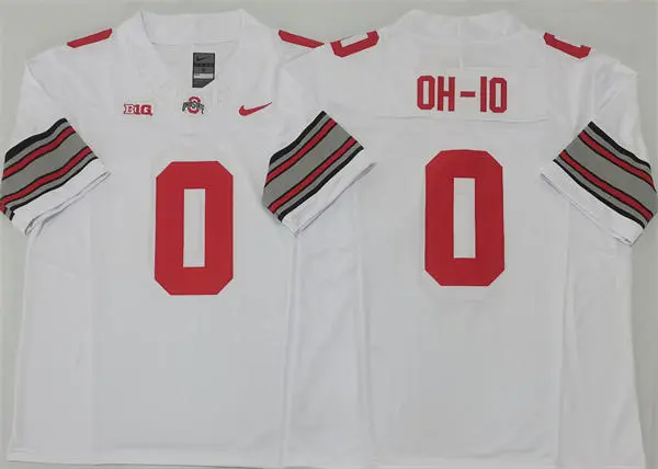 Mens Ohio State Buckeyes #0 OH-IO 2025 CFPFinal White Diamonds HERITAGE STRIPES Football Game Jersey