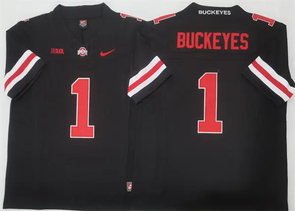 Mens Ohio State Buckeyes #1 Buckeyes 2025 CFPFinal Blackout Football Game Jersey