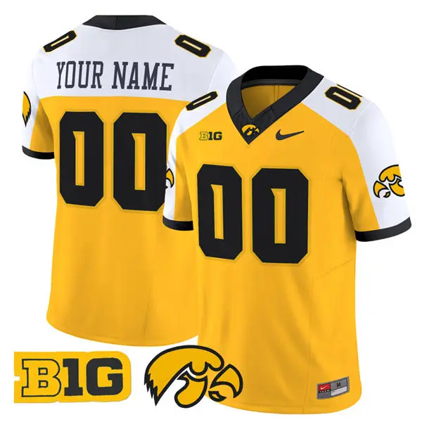 Iowa Hawkeyes Custom Gold Whie F.U.S.E. Limited Football Jersey