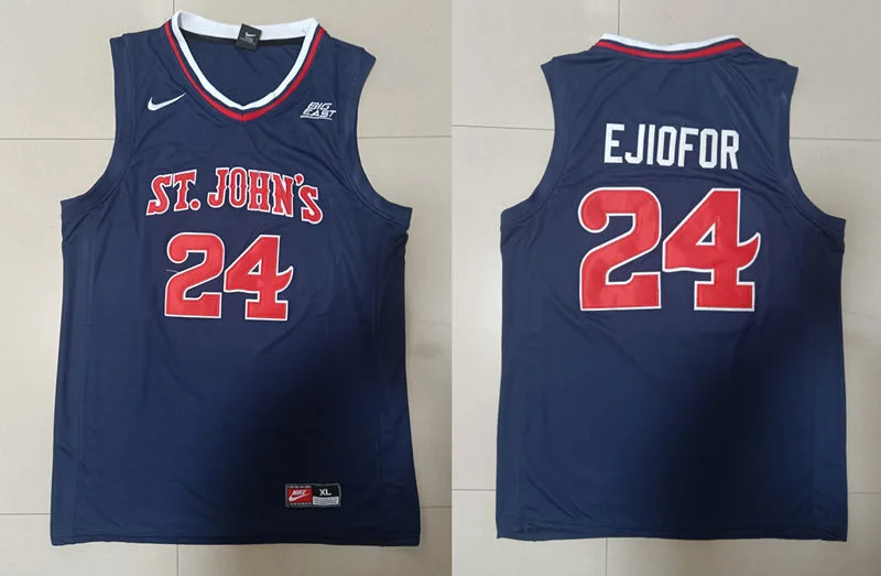 St. John's Red Storm #24 Zuby Ejiofor Navy College Basketball Game Jersey