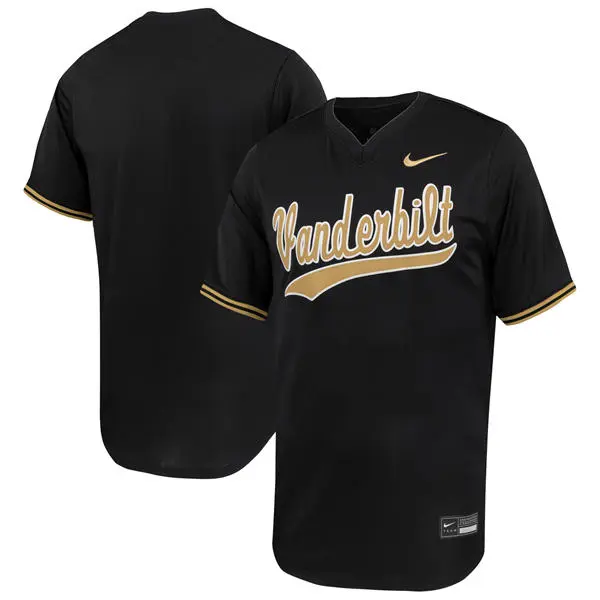 Vanderbilt Commodores Custom Nike 2025 Black Gold Pullover Baseball Game Jersey