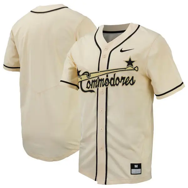 Vanderbilt Commodores Blank Nike Cream Stripes College Game Baseball Team Jersey