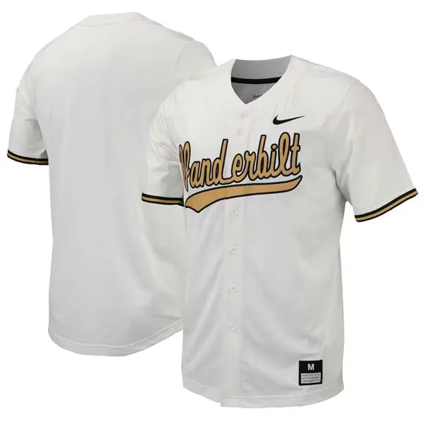 Vanderbilt Commodores Blank Nike 2025 White Gold College Game Baseball Team Jersey