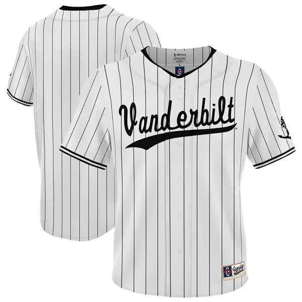 Vanderbilt Commodores Blank Nike 2025 White Pinstripe College Game Baseball Team Jersey