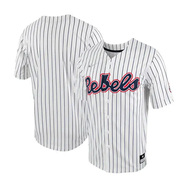 Ole Miss Rebels Blank Nike White Pinstripe Baseball Team Jersey 