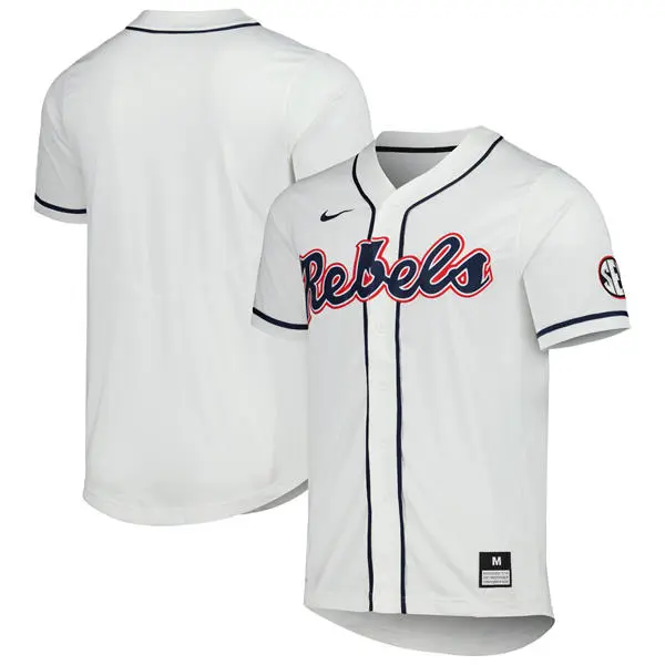 Ole Miss Rebels Blank Nike White Baseball Team Jersey 
