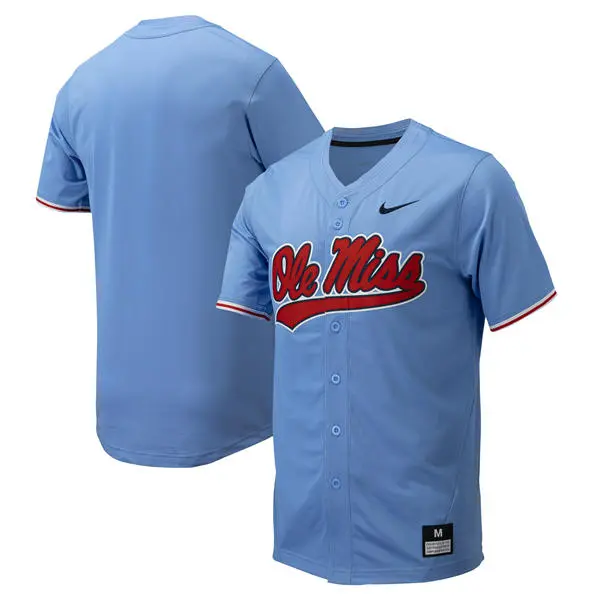 Ole Miss Rebels Blank Nike Powder Blue Baseball Team Jersey 