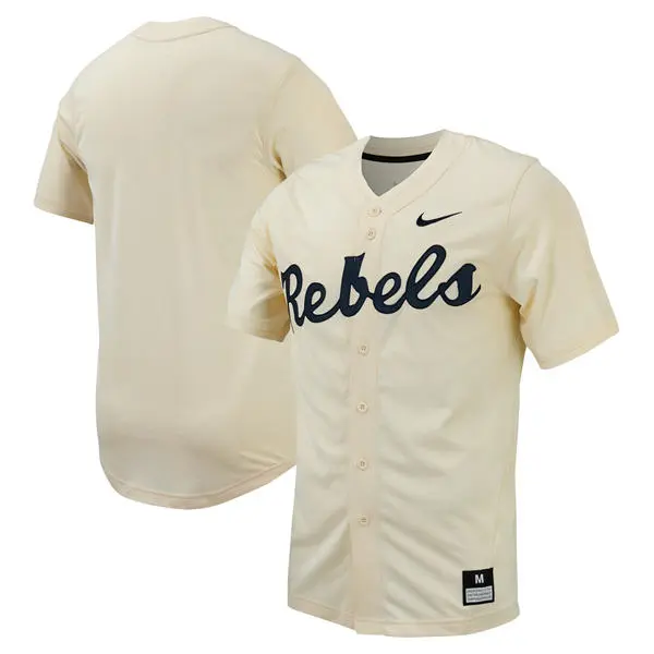 Ole Miss Rebels Blank Nike Cream Baseball Team Jersey 