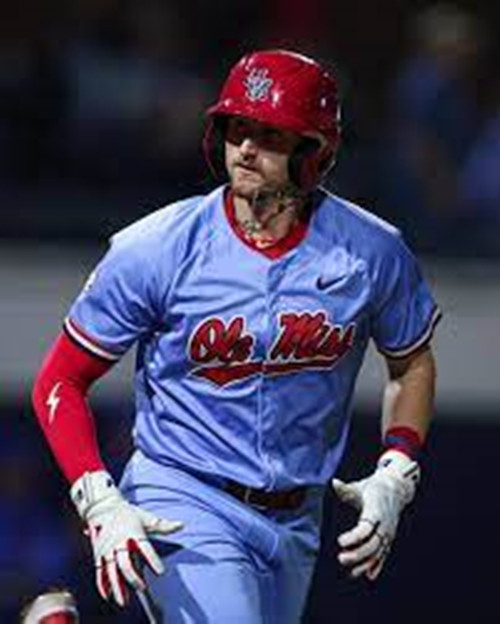 Ole Miss Rebels #20 Collin Reuter Blue College Baseball Game Jersey