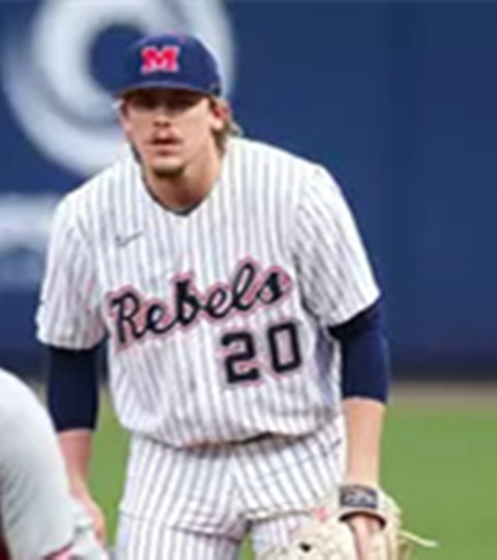 Ole Miss Rebels #20 Collin Reuter White Pinstripe College Baseball Game Jersey