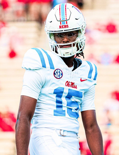 Ole Miss Rebels #15 AJ Maddox White Blue College Football Game Jersey