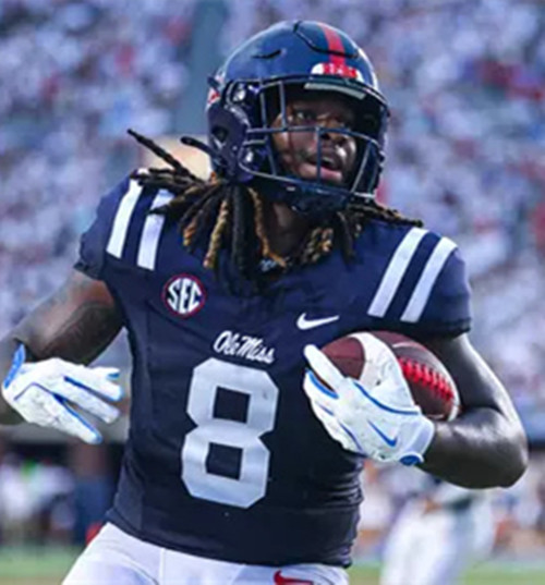 Ole Miss Rebels #8 Dae'Quan Wright Navy College Football Game Jersey