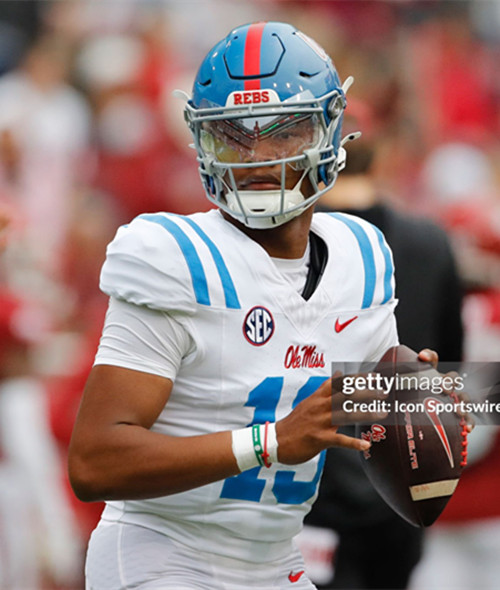 Ole Miss Rebels #13 Austin Simmons White Blue College Football Game Jersey