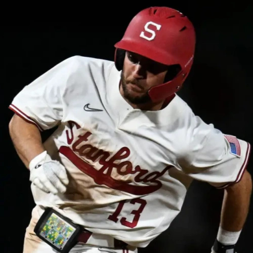 Stanford Cardinal #13 Ethan Hott Nike White oblique Wordmark two-Button 2025 ACC Baseball Jersey