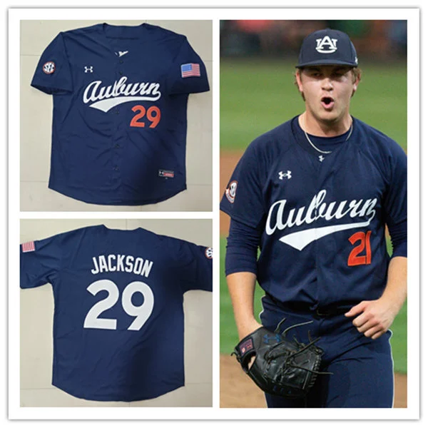 Auburn Tigers Custom 2025 Navy Baseball Game Jersey 