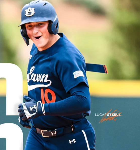 Auburn Tigers #10 Lucas Steele 2025 Navy Baseball Game Jersey