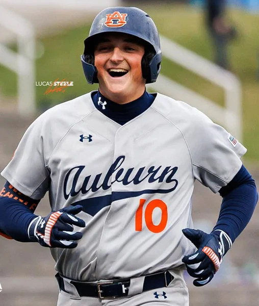 Auburn Tigers #10 Lucas Steele 2025 Gray Baseball Game Jersey