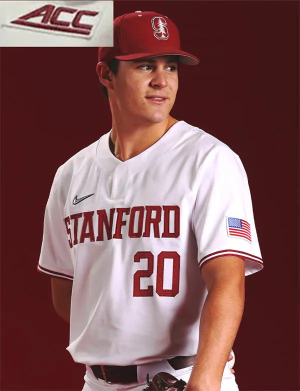 Stanford Cardinals Custom 2025 White transverse Wordmark two-Button Pullover ACC Baseball Game Jersey
