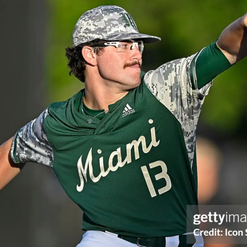 Miami Hurricanes #13 Griffin Hugus Green Miami Reverse Retro Baseball Game Jersey