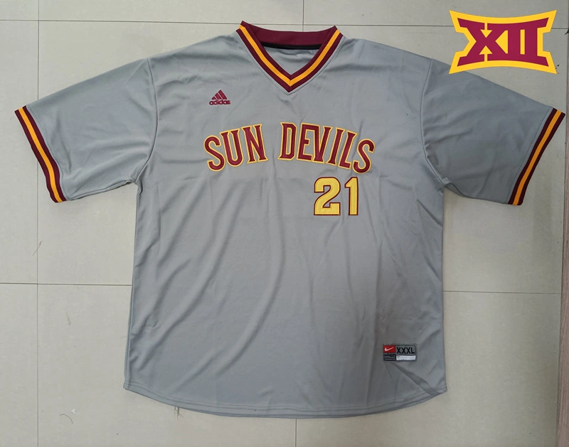 Arizona State Sun Devils Custom adidas Gray Pullover 2025 XII Baseball Game Jersey