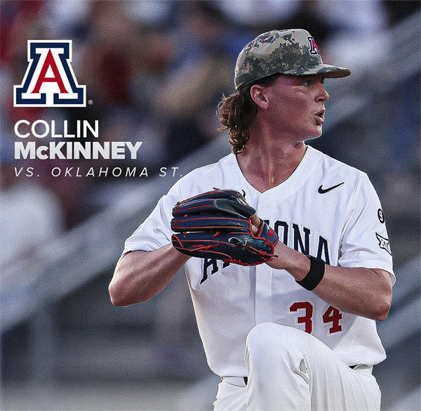 Mens Youth Womens Arizona Wildcats #34 Collin McKinney 2025 XII White Baseball Limited Jersey