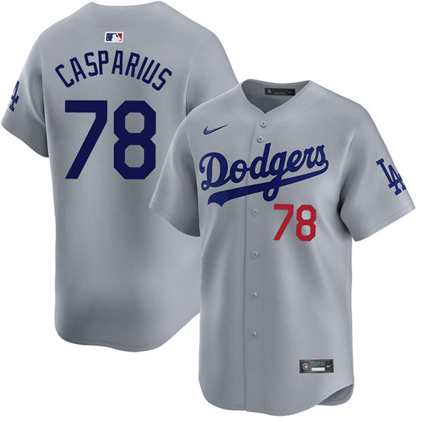 Mens Los Angeles Dodgers #74 Ben Casparius Nike Gray Road Limited Player Jersey