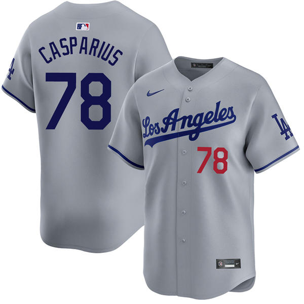 Mens Los Angeles Dodgers #74 Ben Casparius Nike Gray Los Angeles Limited Player Jersey