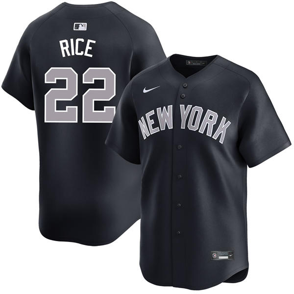 Mens New York Yankees #22 Ben Rice Nike Navy Alternate 2nd with Name New York Limited Player Jersey