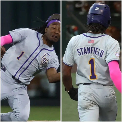 Mens Youth LSU Tigers #1 Chris Stanfield Nike 2025 Gray LSU College Game Baseball Jersey