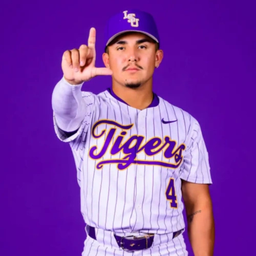 Mens Youth LSU Tigers #4 Steven Milam Nike 2025 White Pinstripe College Baseball Game Jersey