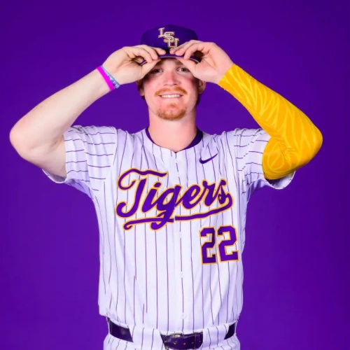Mens Youth LSU Tigers #22 Jared Jones Nike 2025 White Pinstripe College Baseball Game Jersey